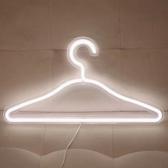 NIB Large LED Neon Coat Hanger Neon Light - White - Picture 2 of 5